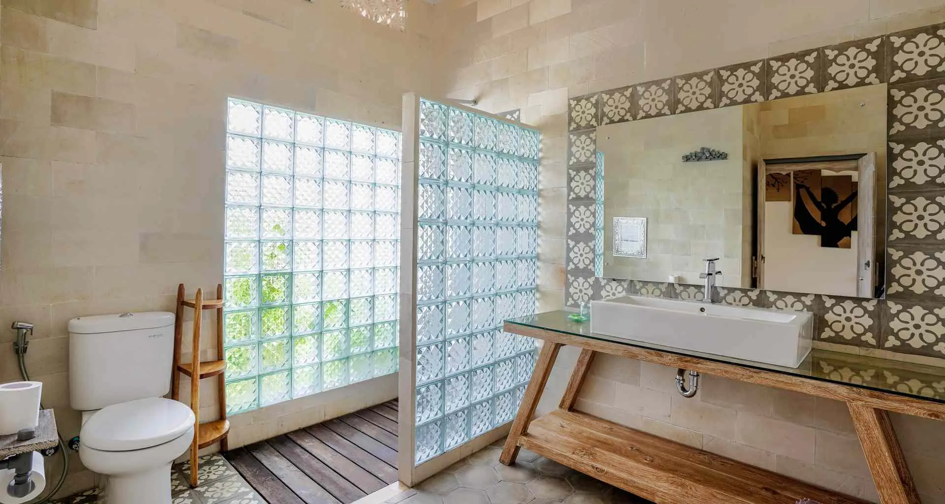 Slick naturally lit bathroom