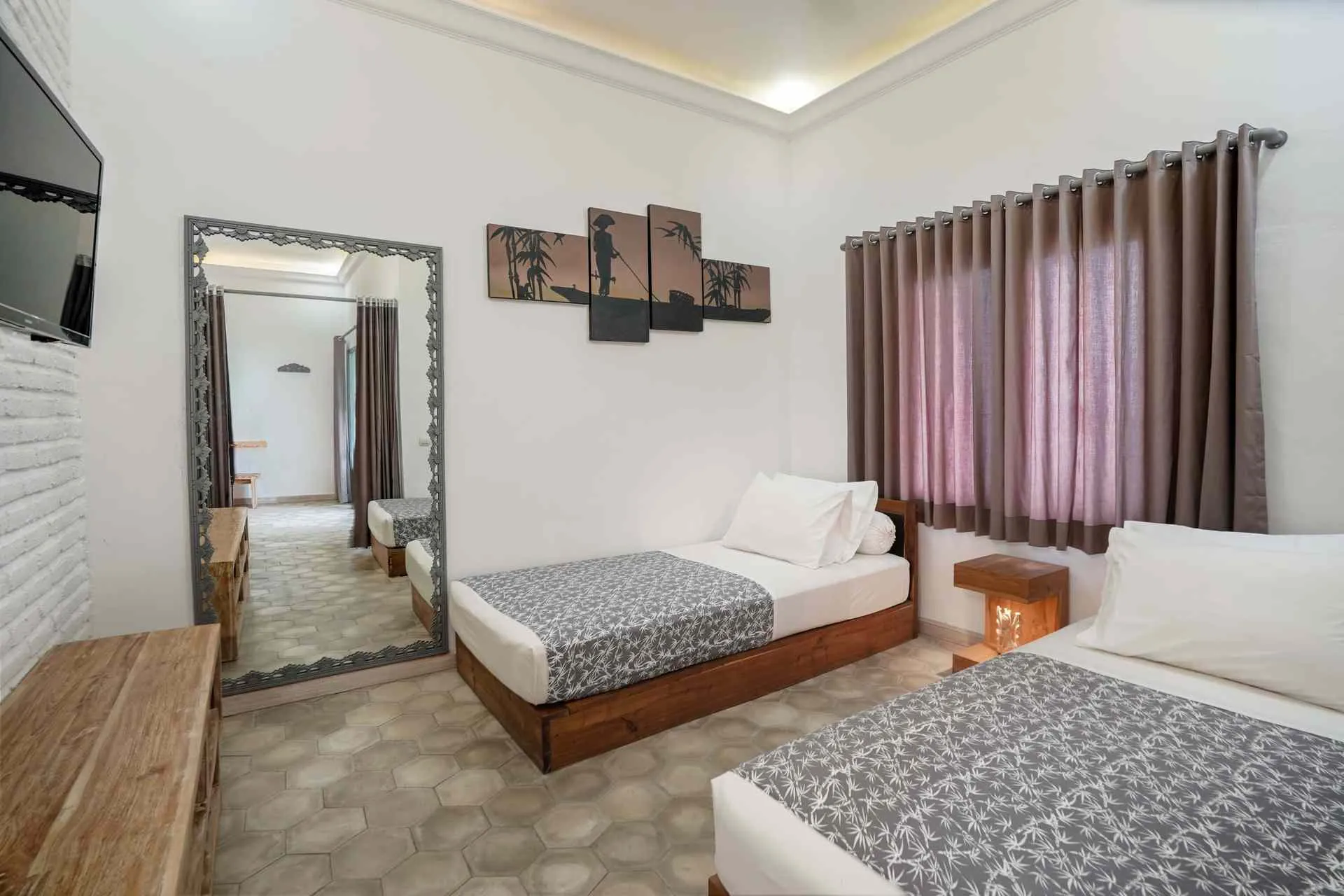 Room with Small Beds.